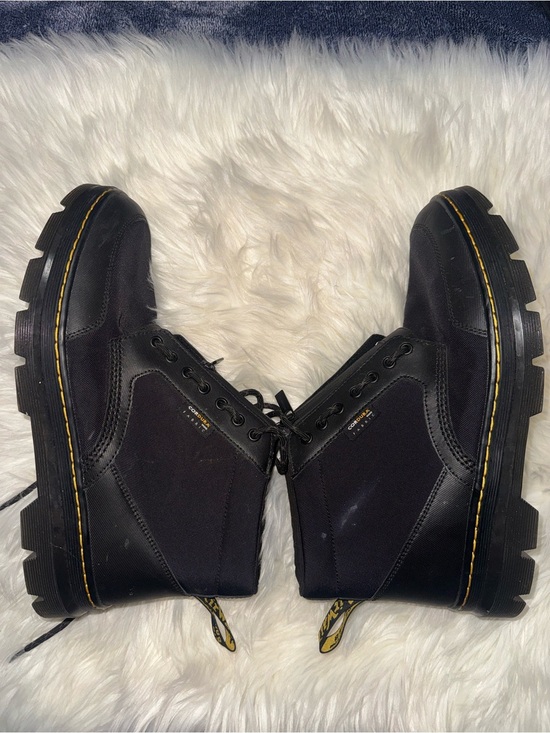 Dr. Martens Black Lace-Up Zip Work Boots with Yellow Stitching main image 7